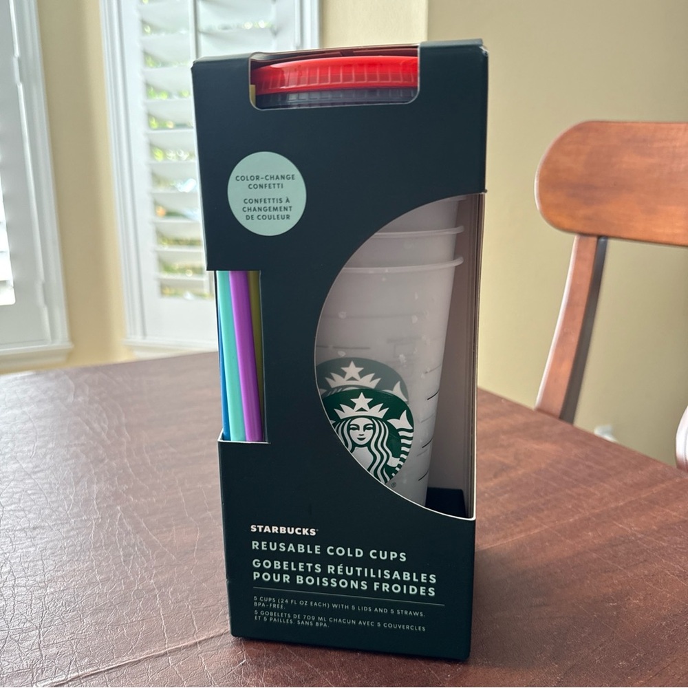 NWT Starbucks Color Changing Reusable Cold Confetti Cups- 5 Pk 2021 Summer Rare